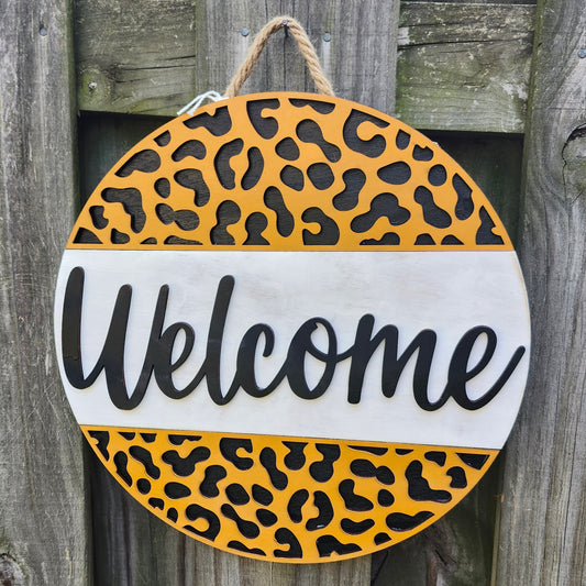 Welcome Wooden Door Hanging Sign