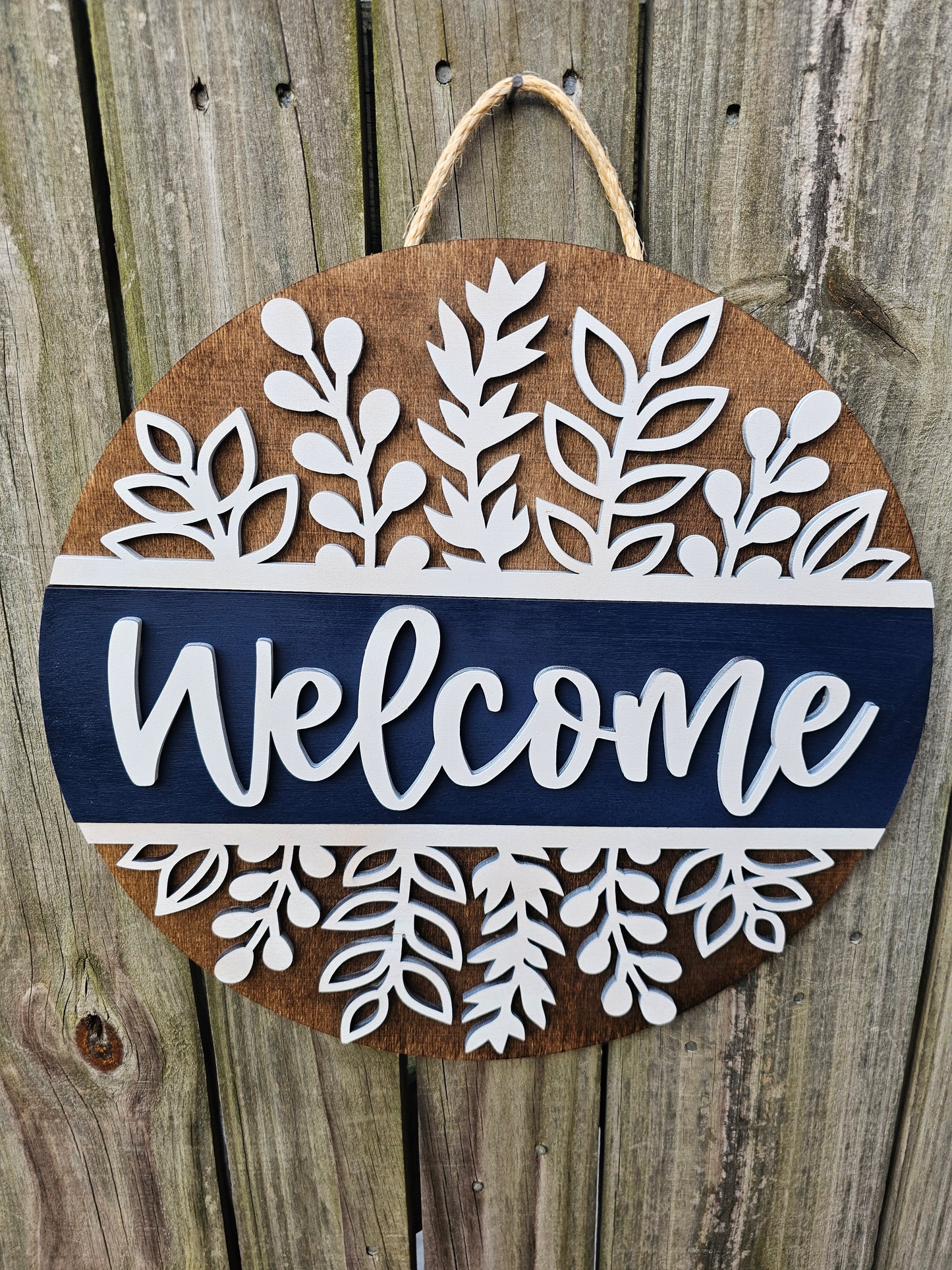 Welcome Wooden Door Hanging Sign