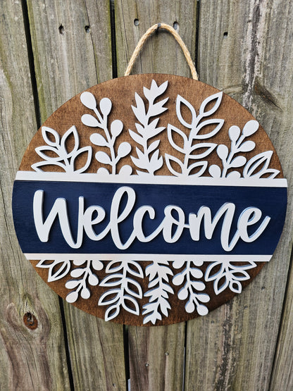 Welcome Wooden Door Hanging Sign