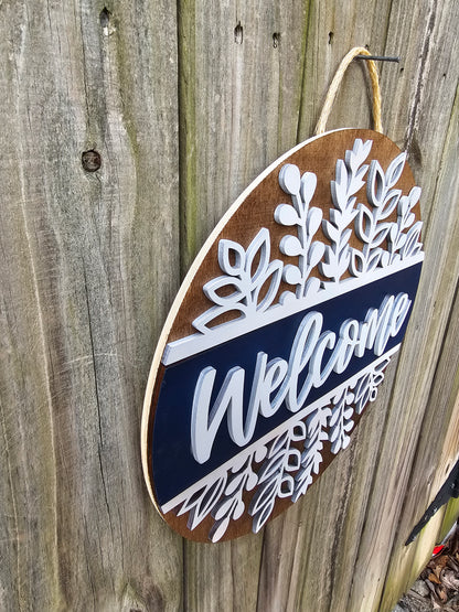 Botanical Welcome Door Sign