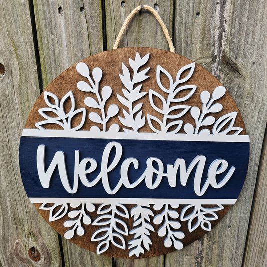Welcome Wooden Door Hanging Sign