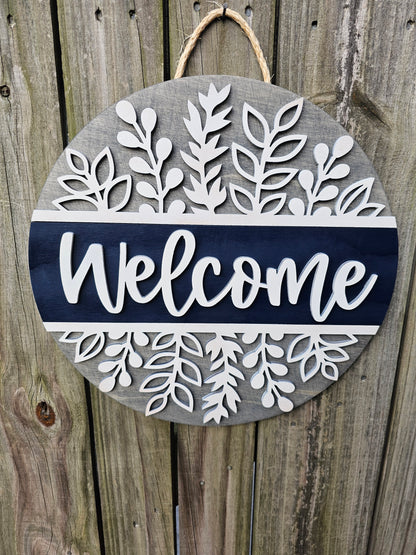 Welcome Wooden Door Hanging Sign