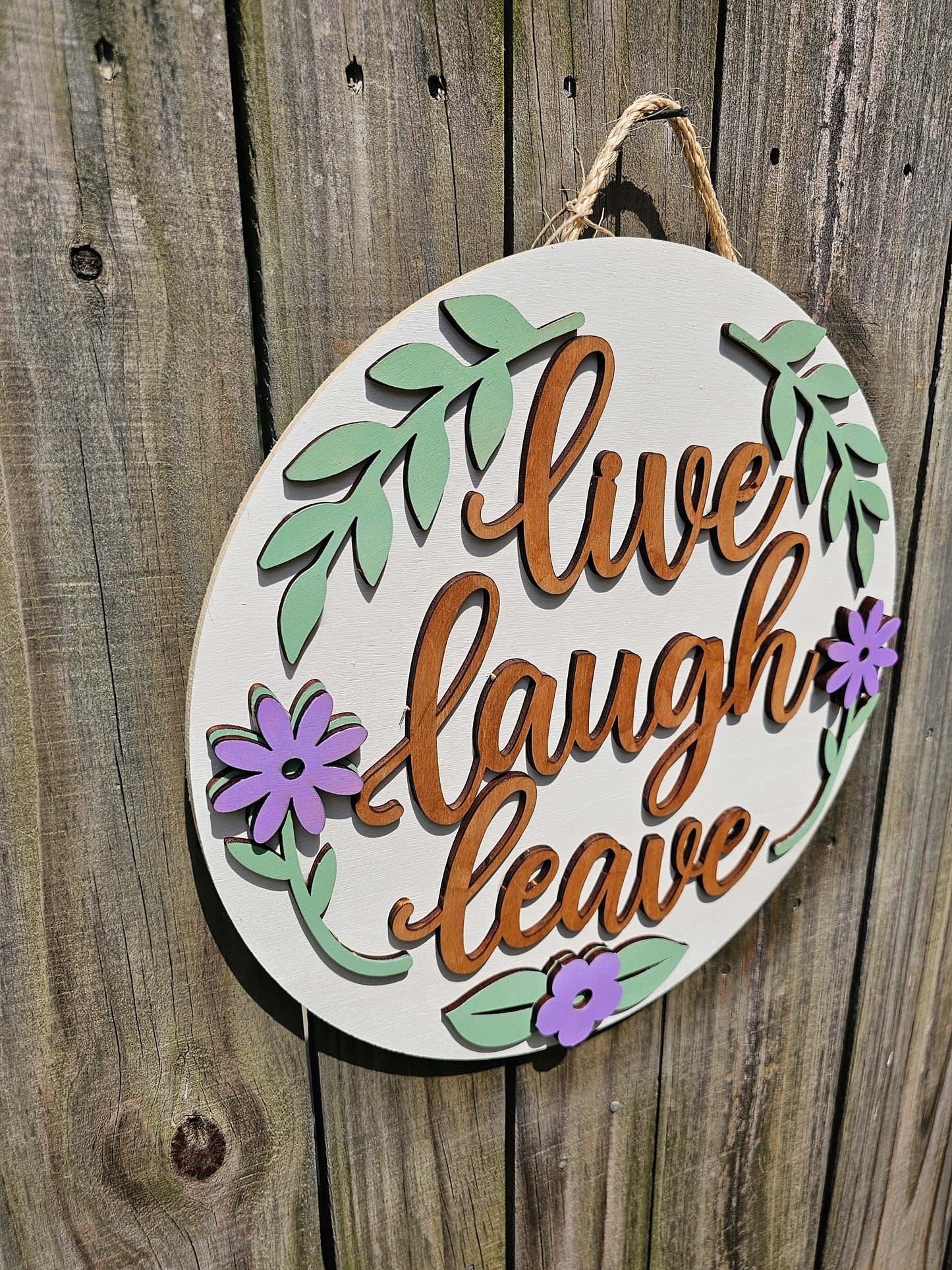 Live Laugh Leave Wooden Door Hanging Sign
