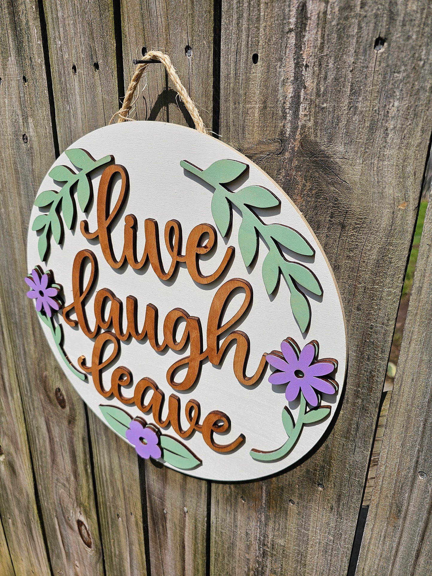 Live Laugh Leave Wooden Door Hanging Sign