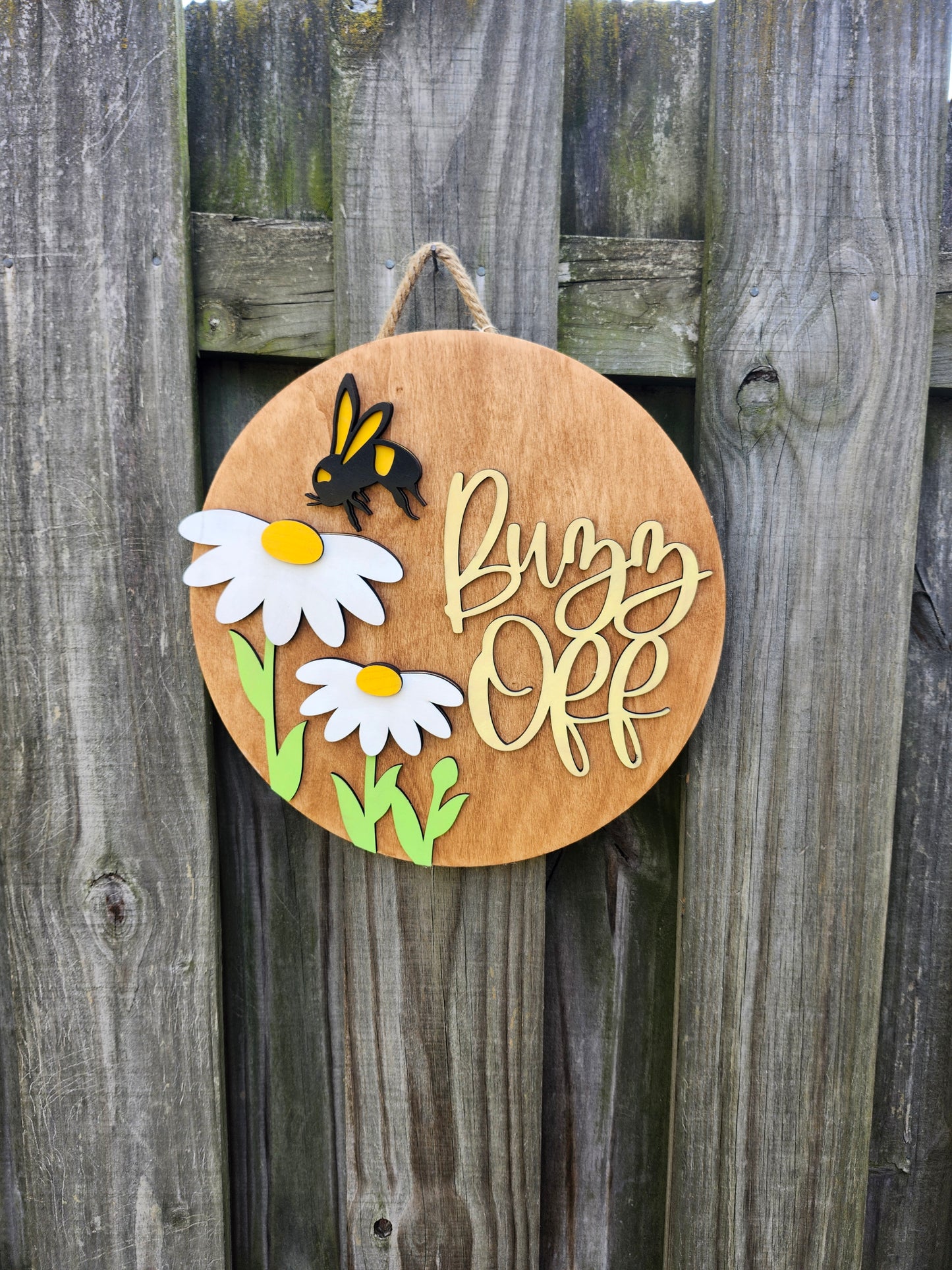 Buzz Off Wooden Door Hanging Sign