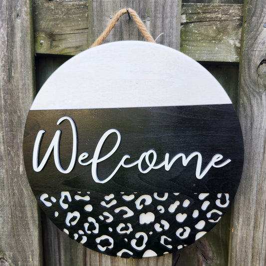Welcome Wooden Door Hanging Sign