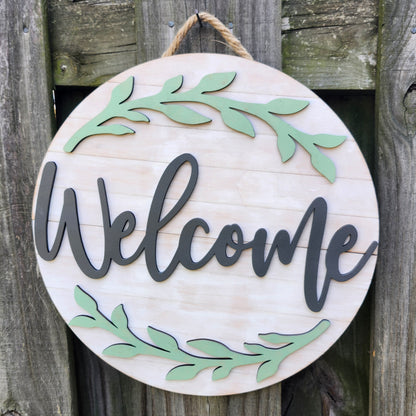 Welcome Wooden Door Hanging Sign