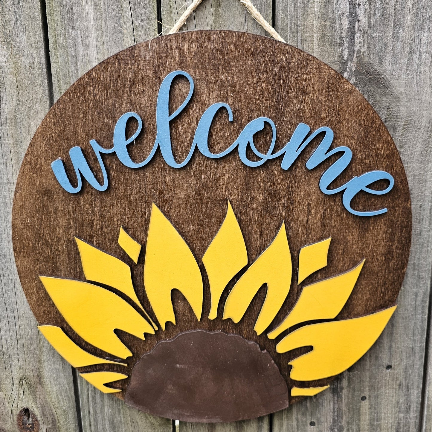 Welcome Sunflower Wooden Door Hanging Sign