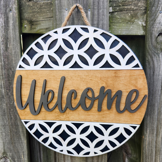 Welcome Wooden Door Hanging Sign