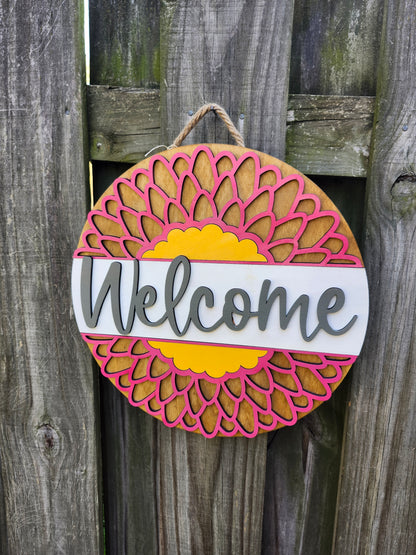 [READY TO SHIP] Welcome Pink Flower Door Sign