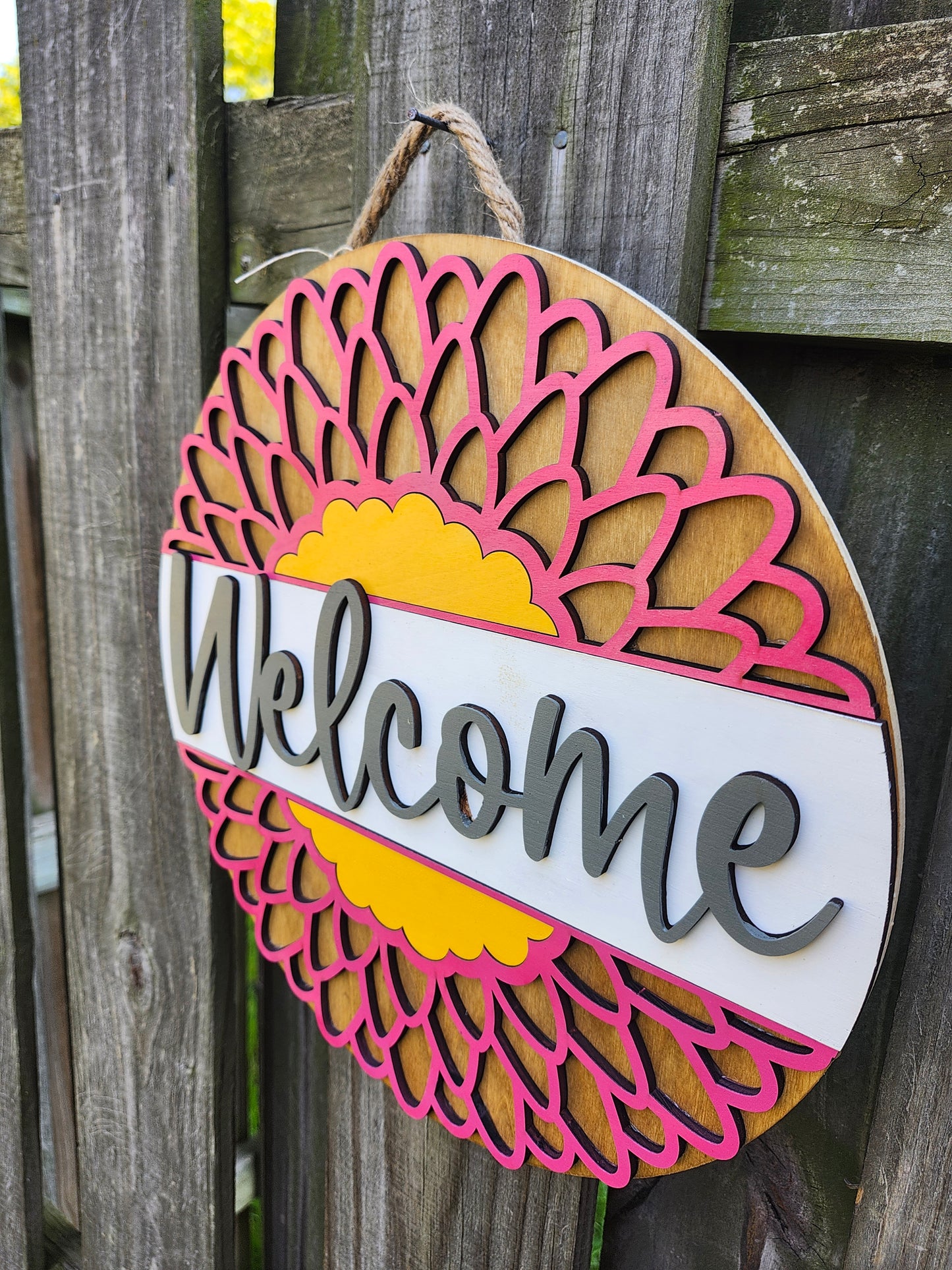 [READY TO SHIP] Welcome Pink Flower Door Sign