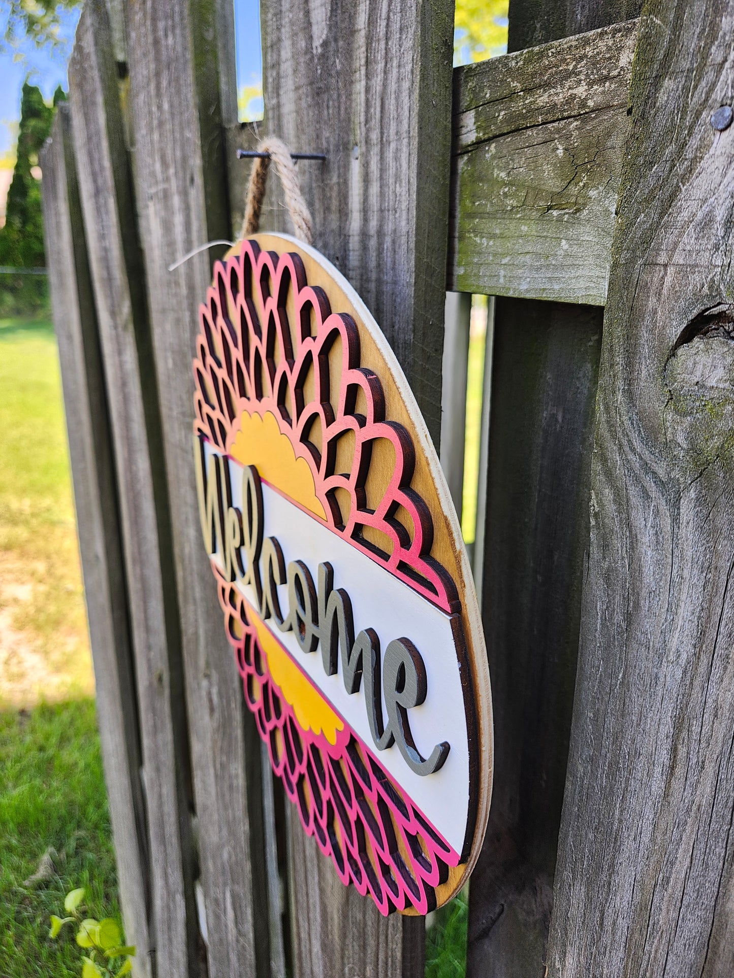 [READY TO SHIP] Welcome Pink Flower Door Sign