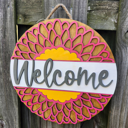 [READY TO SHIP] Welcome Pink Flower Door Sign