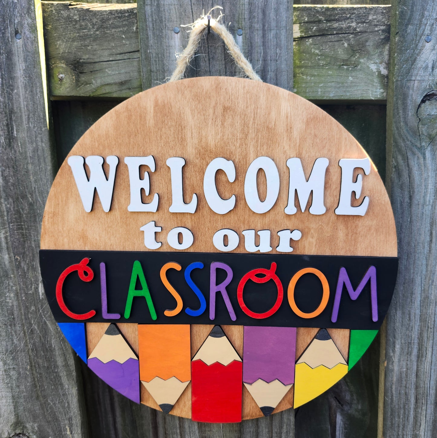 Welcome to Our Classroom Wooden Door Hanging Sign