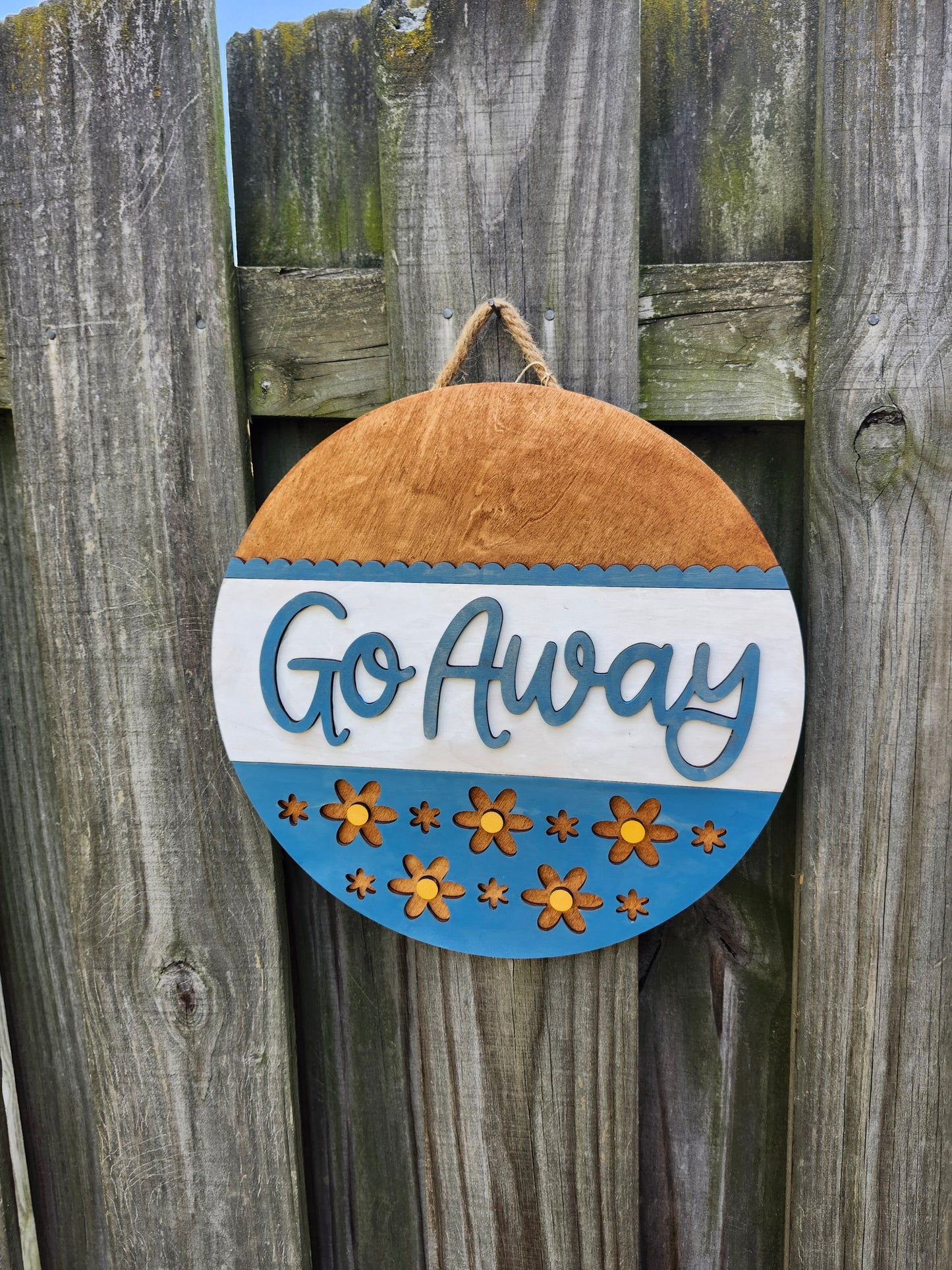 Go Away Wood Door Sign