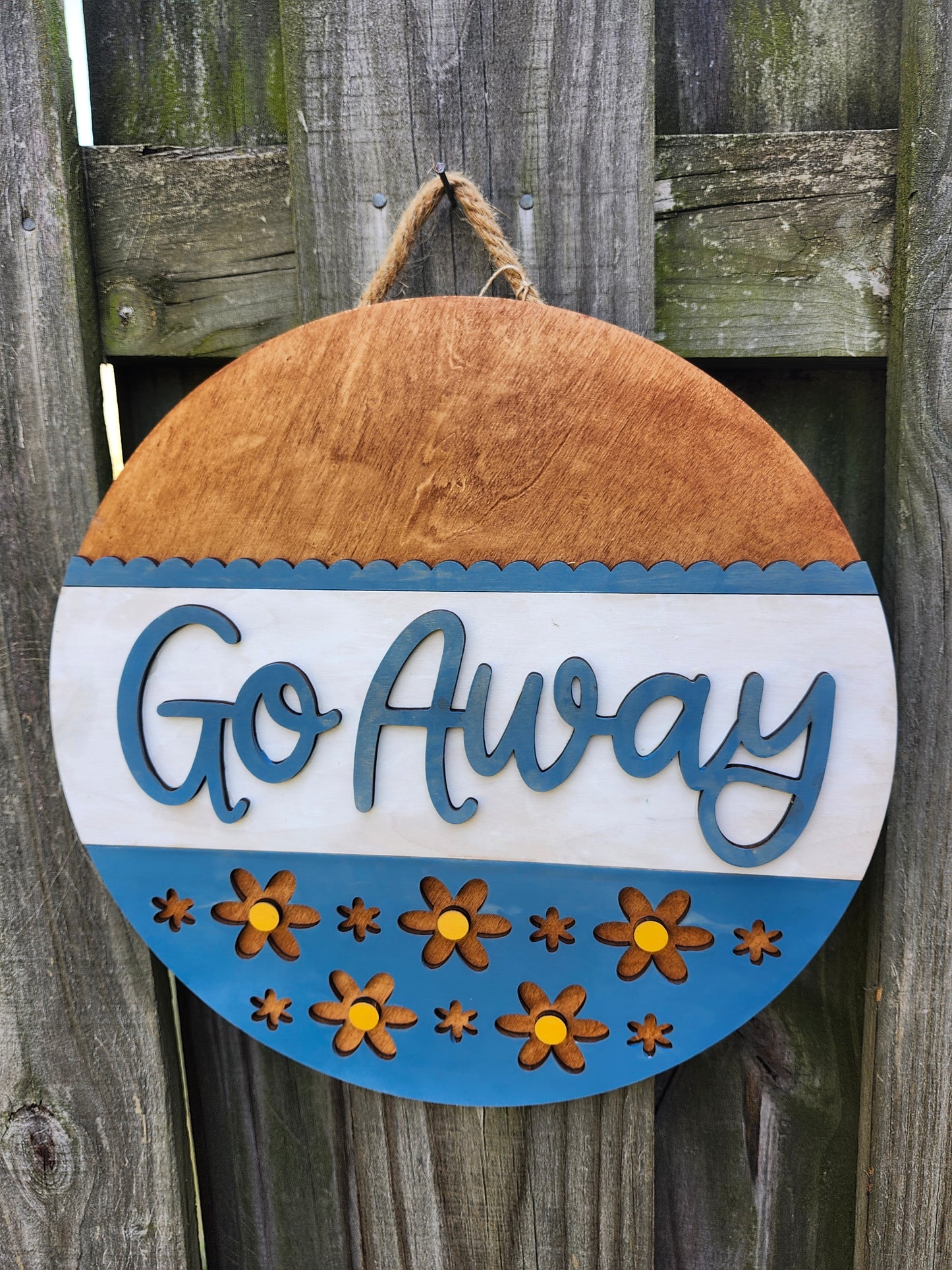 Go Away Wood Door Sign