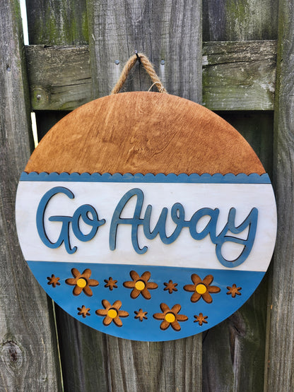 Go Away Wood Door Sign