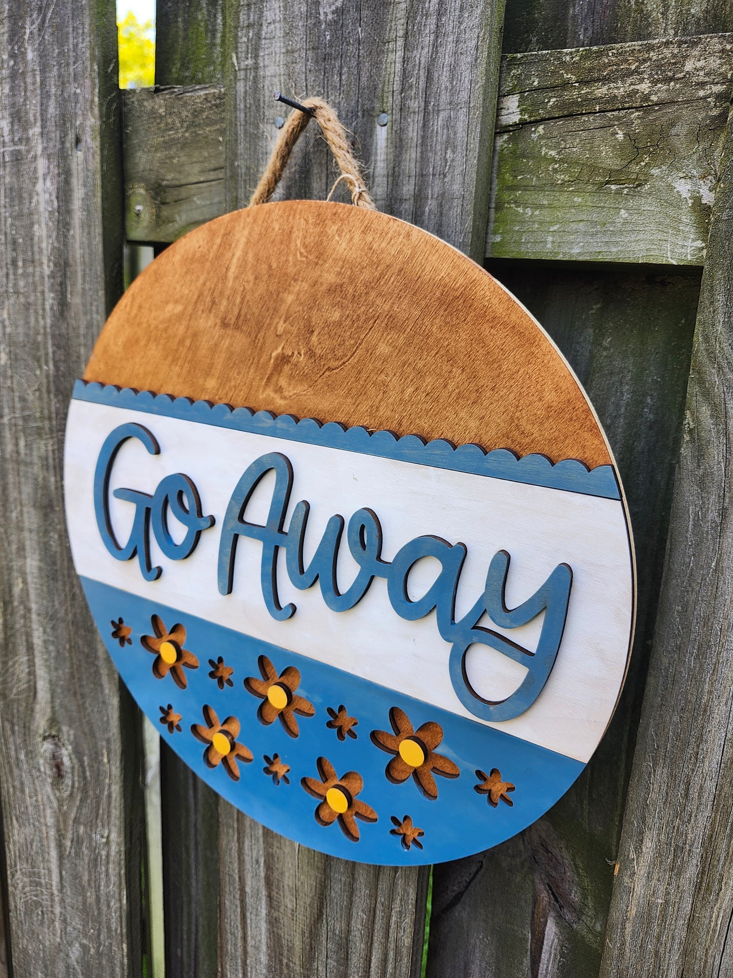 Go Away Wood Door Sign