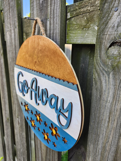 Go Away Wood Door Sign