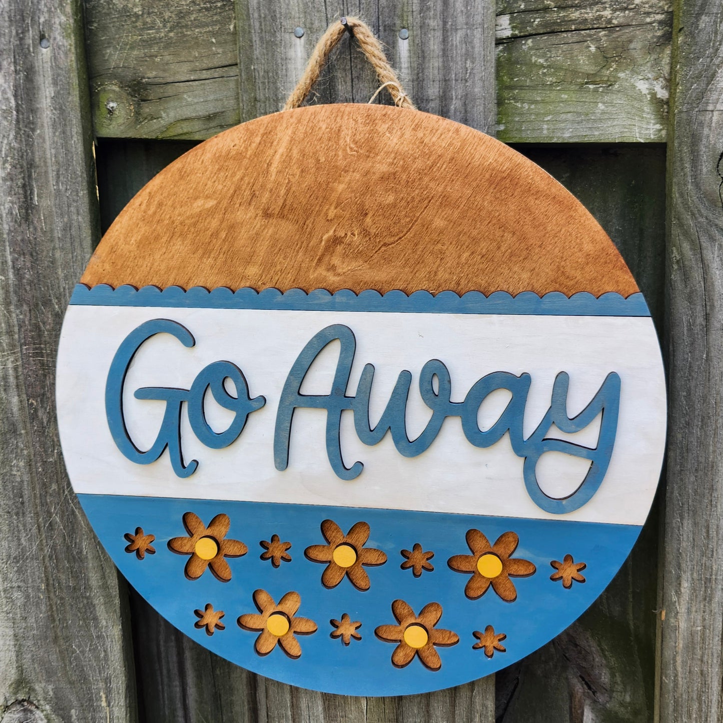 Go Away Wood Door Sign