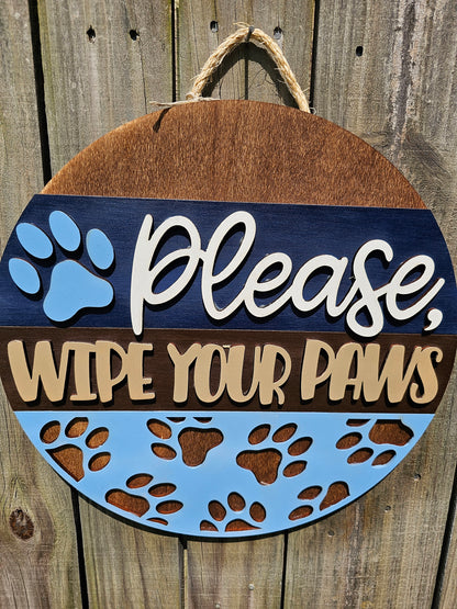 Please Wipe Your Paws Door Sign