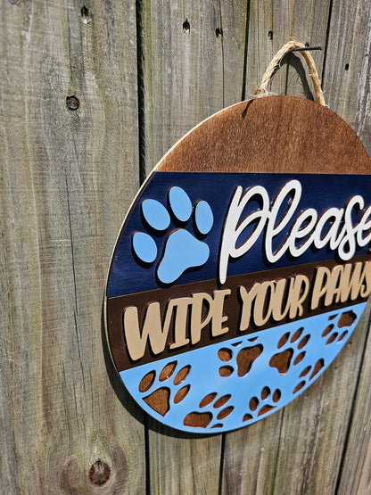 Please Wipe Your Paws Door Sign