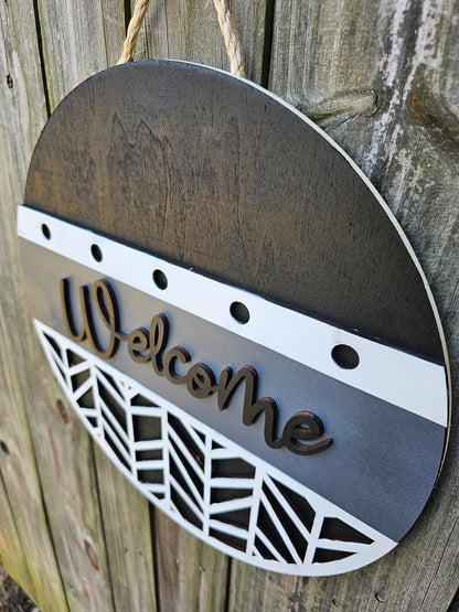 Black and Gray Welcome Door Sign