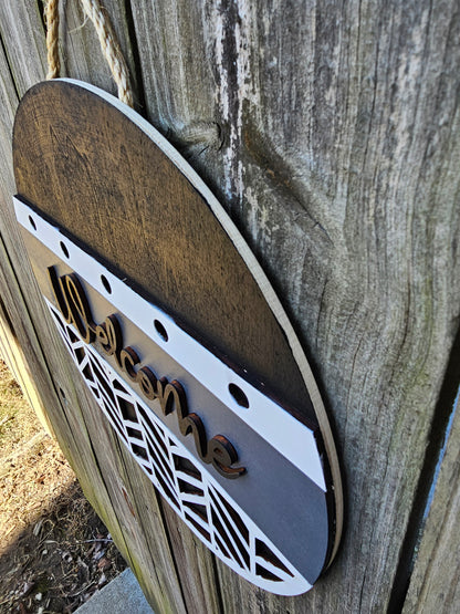 Black and Gray Welcome Door Sign