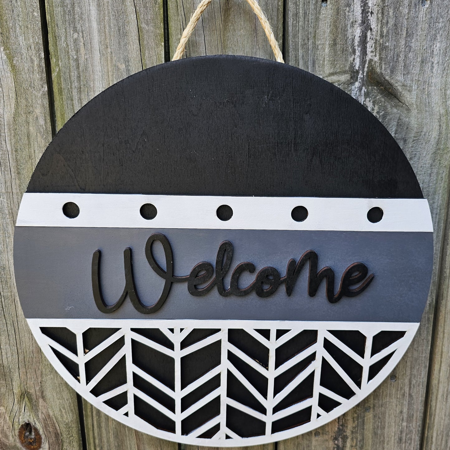 Black and Gray Welcome Door Sign