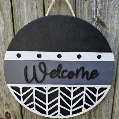 Black and Gray Welcome Door Sign