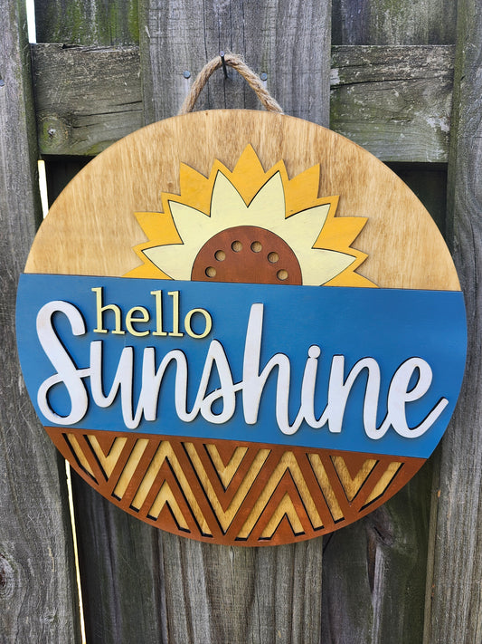 Hello Sunshine Wooden Door Hanging Sign