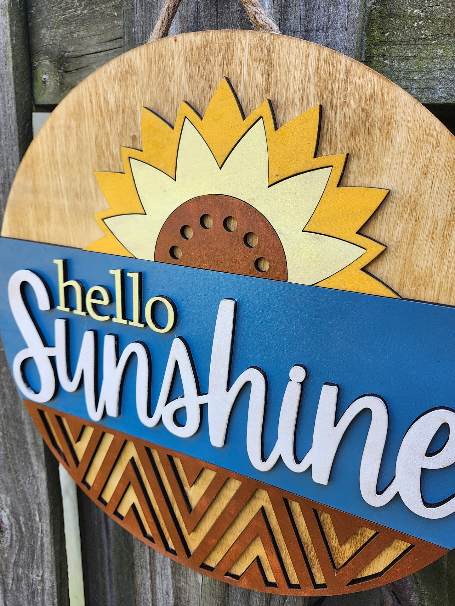 Hello Sunshine Wooden Door Hanging Sign