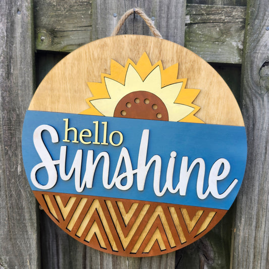 Hello Sunshine Wooden Door Hanging Sign