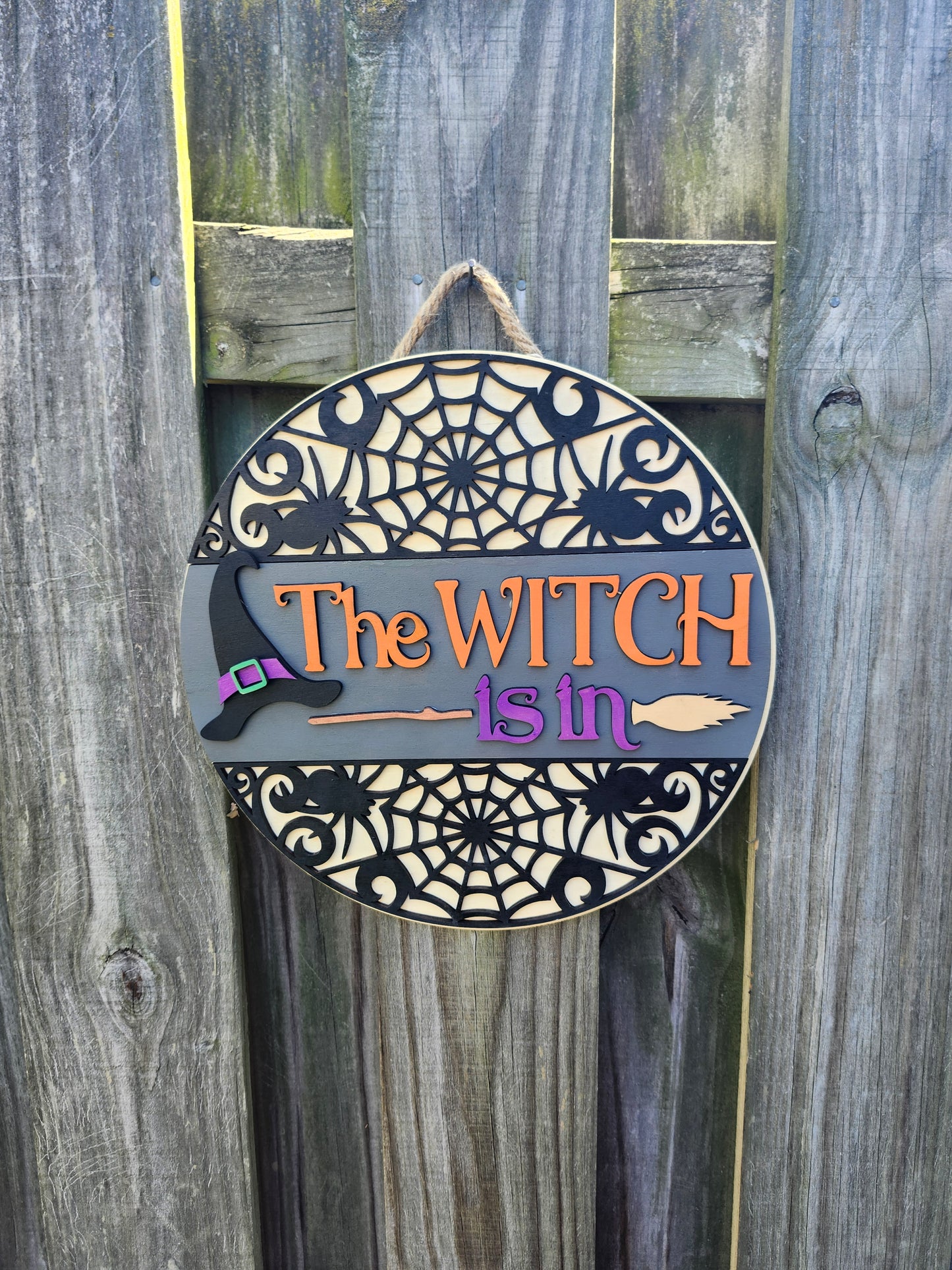 The Witch Is In Wooden Door Hanging Sign