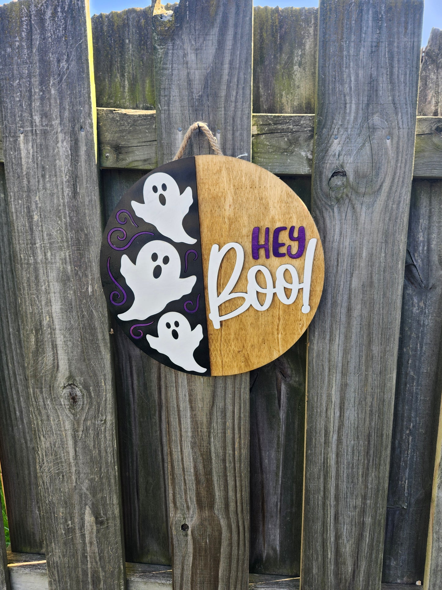 Hey Boo! Wooden Door Hanging Sign