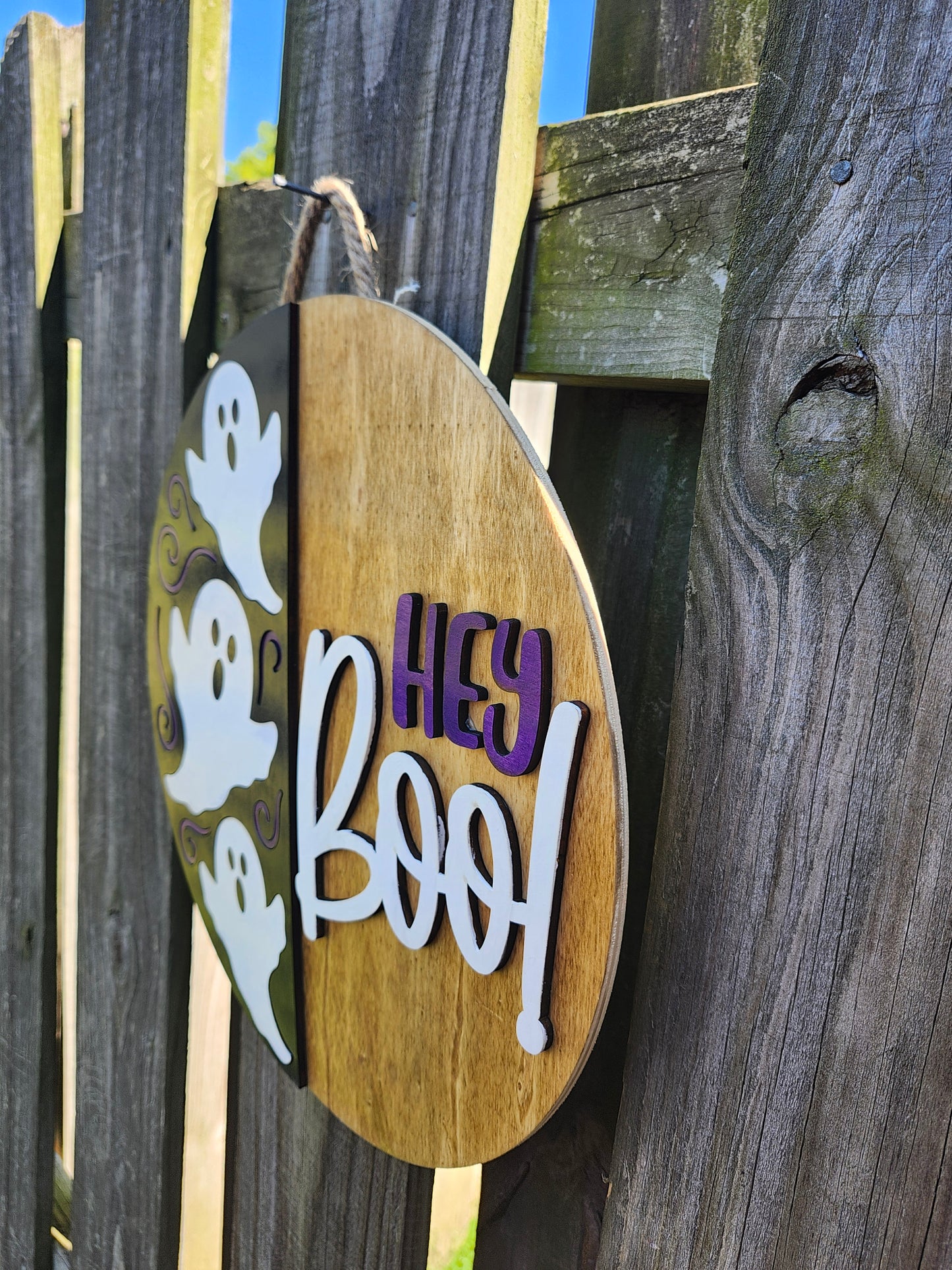 Hey Boo! Wooden Door Hanging Sign