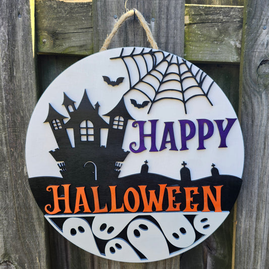 Happy Halloween Wooden Door Hanging Sign