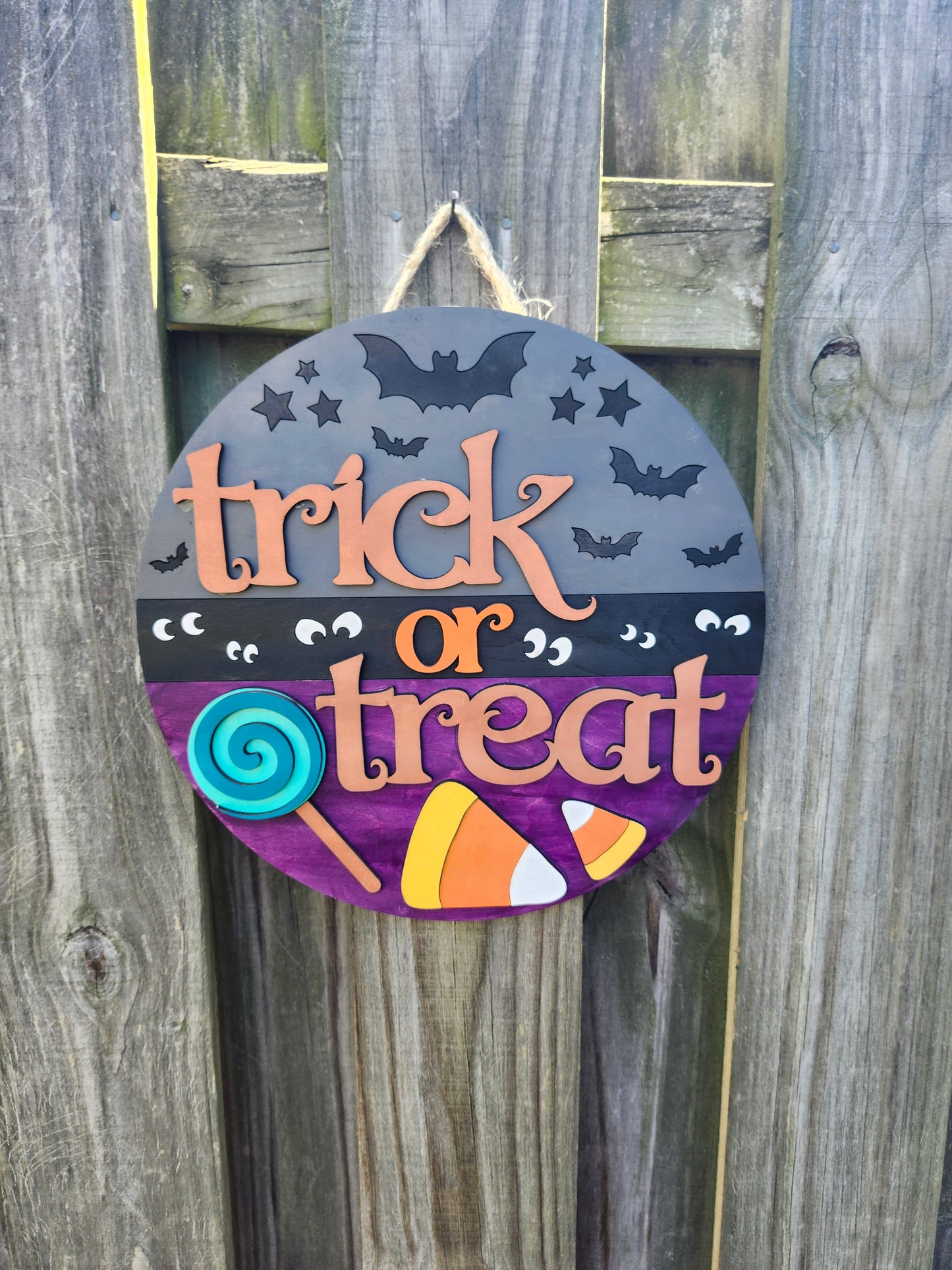 Trick or Treat Wooden Door Hanging Sign