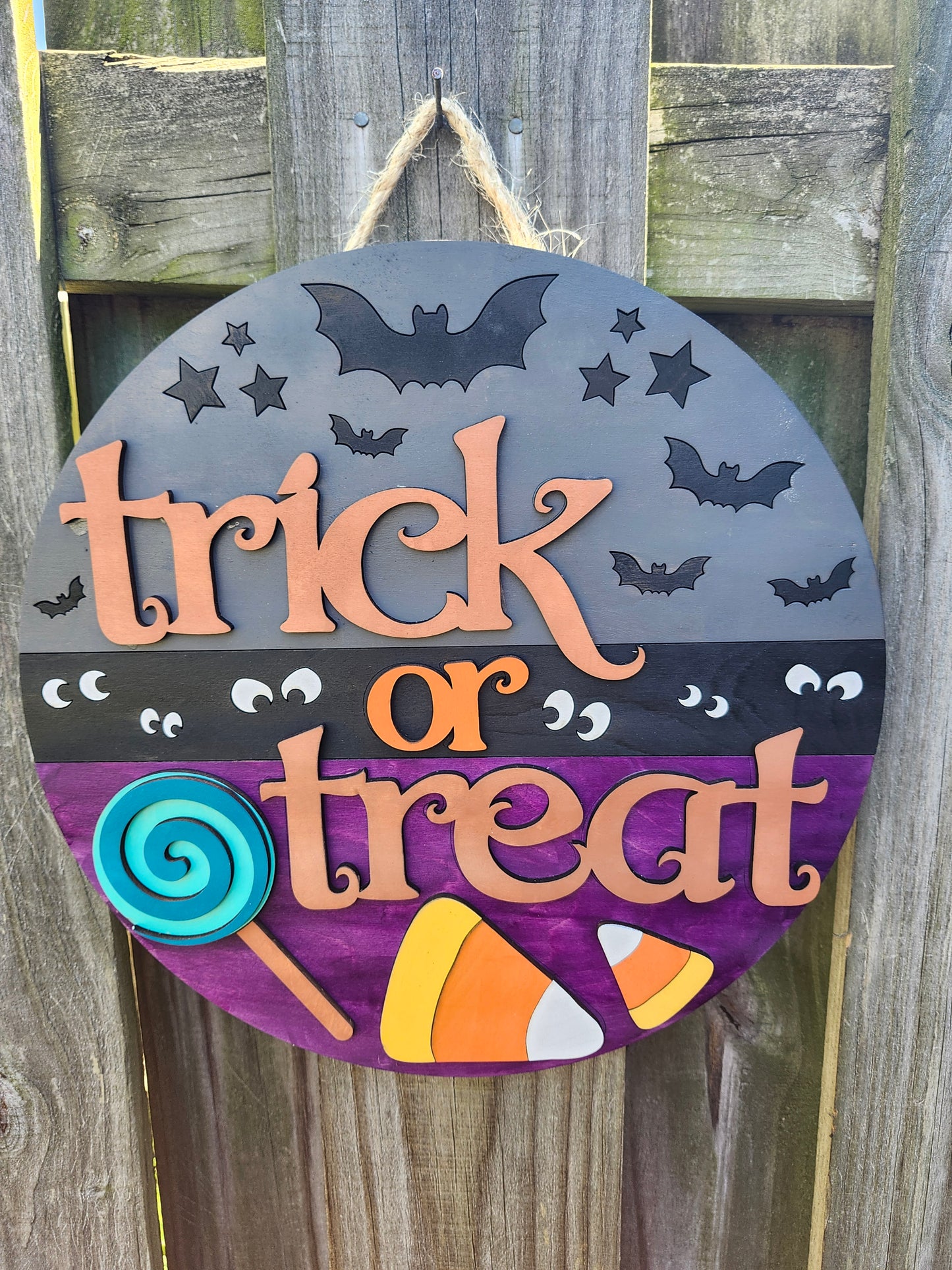 Trick or Treat Wooden Door Hanging Sign