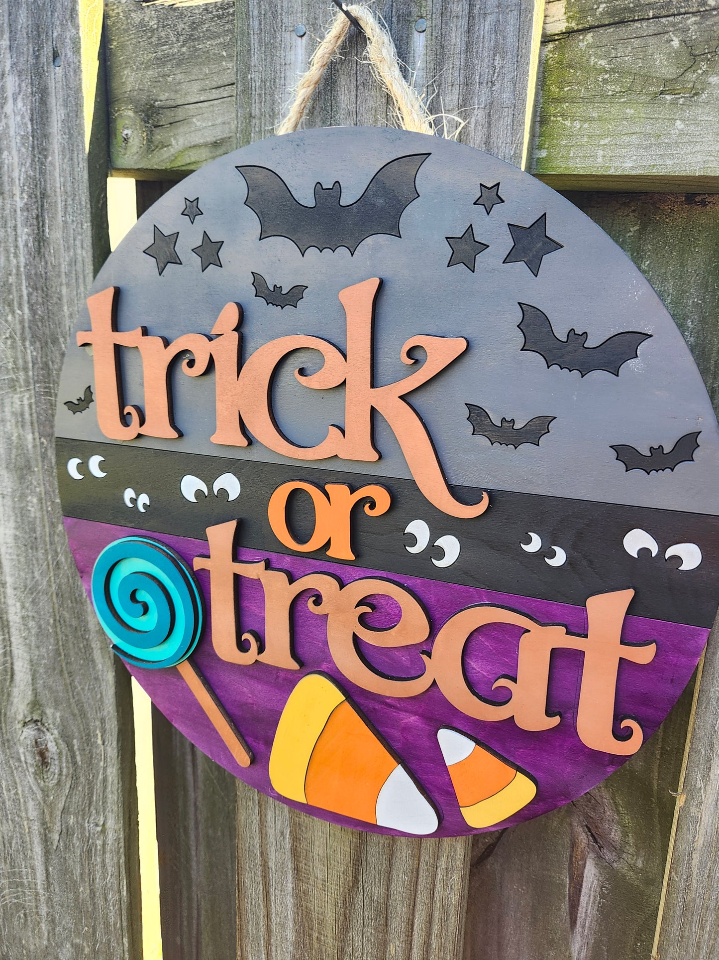 Trick or Treat Wooden Door Hanging Sign