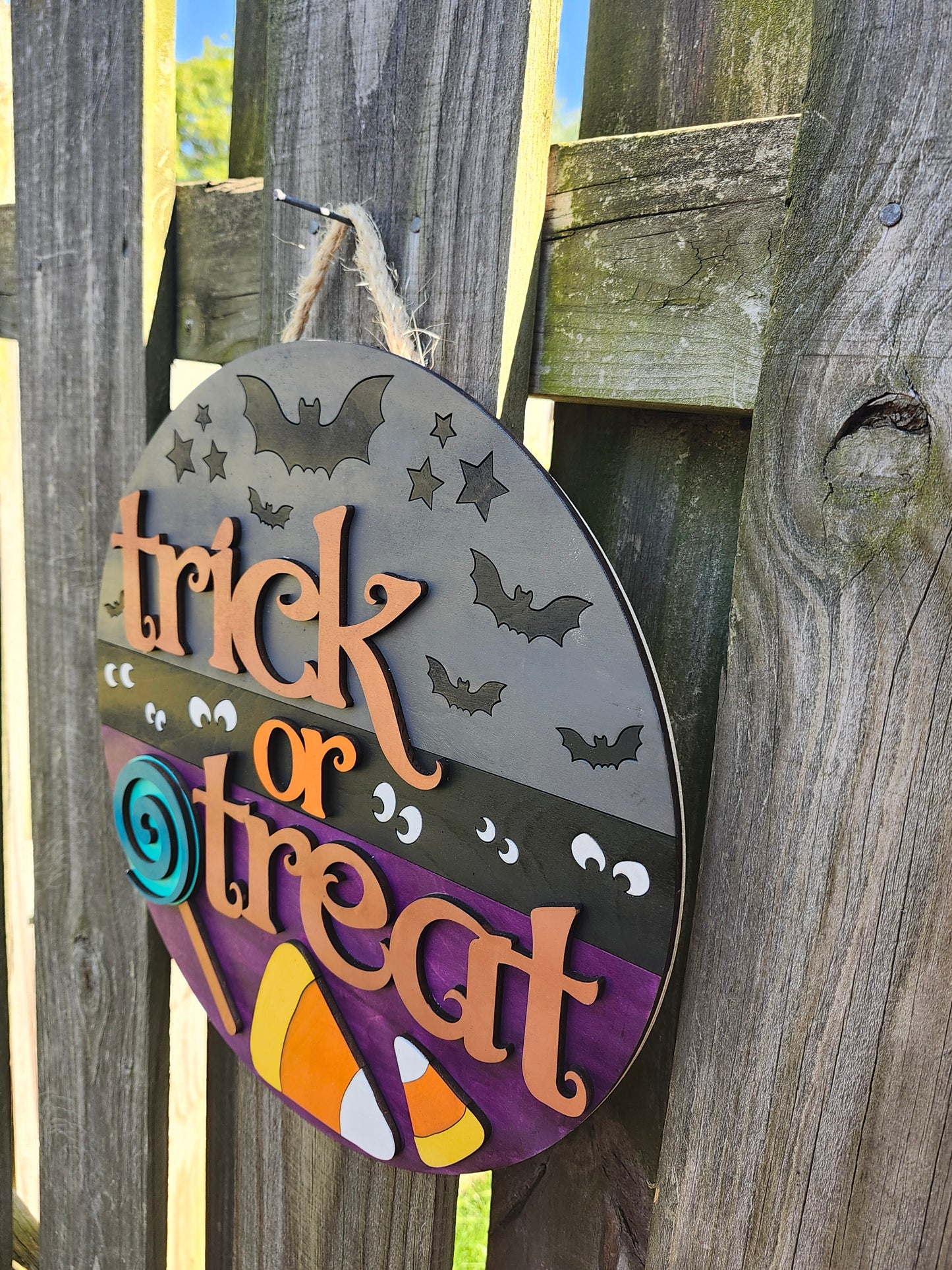 Trick or Treat Wooden Door Hanging Sign