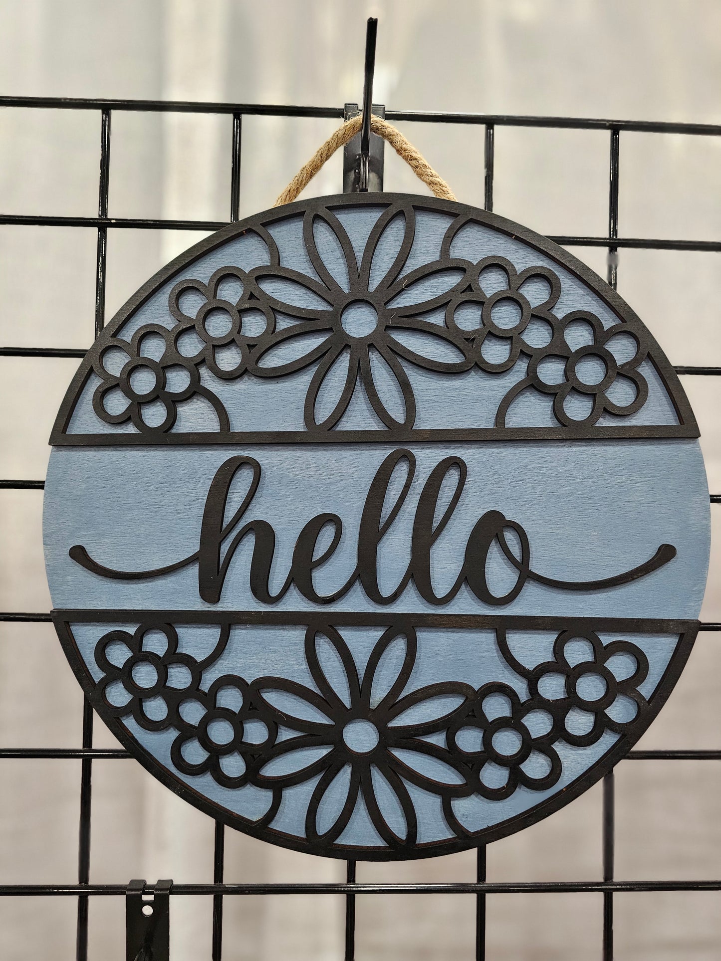 Hello Wooden Door Hanging Sign