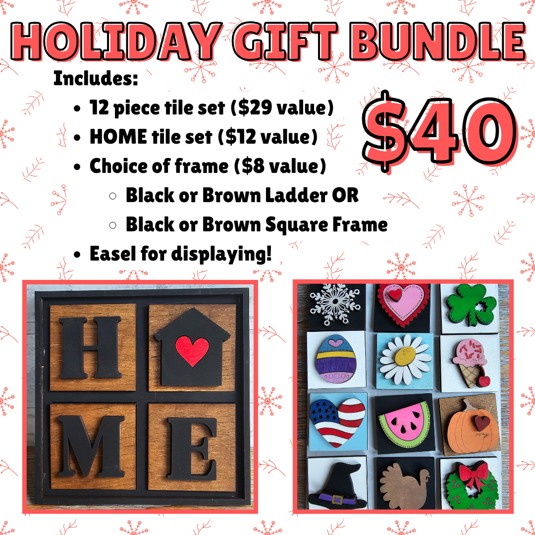 Holiday Gift Bundle - Interchangeable Tile Set + Frame + Easel