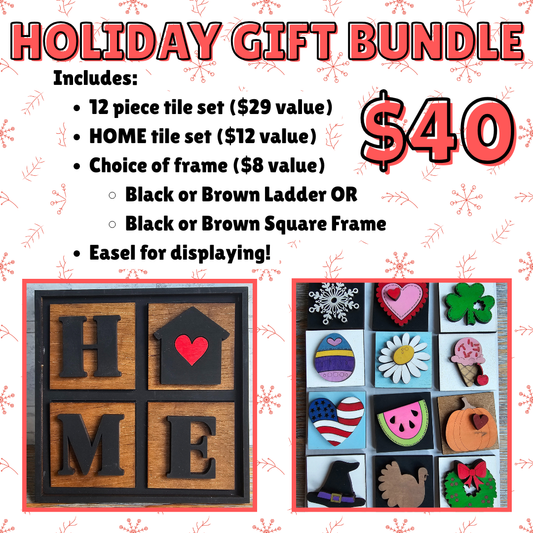 Holiday Gift Bundle - Interchangeable Tile Set + Frame + Easel
