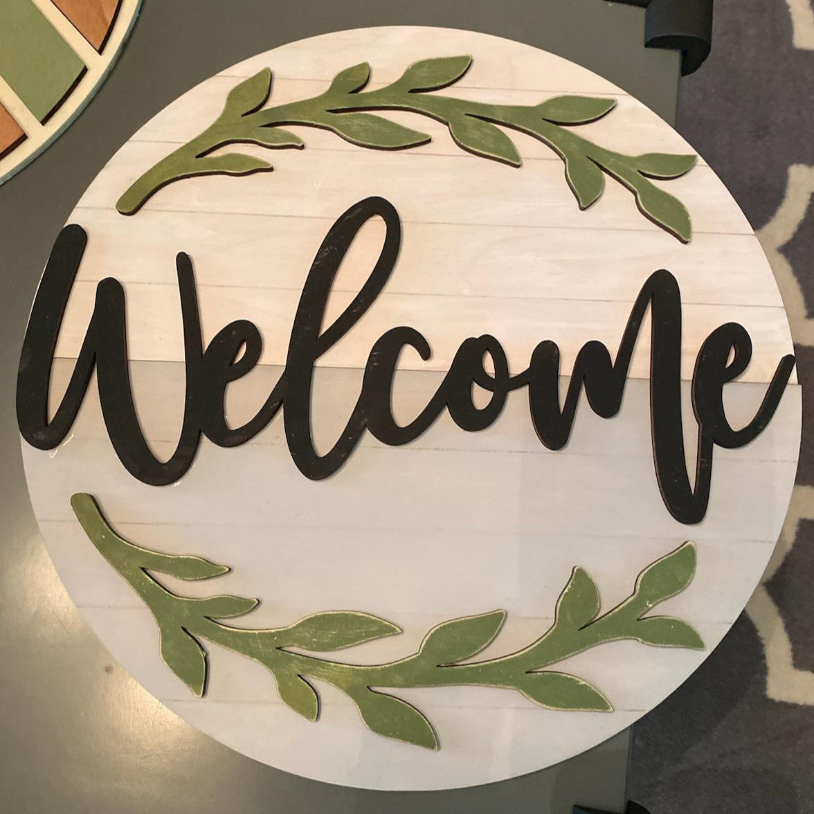 Welcome Wooden Door Hanging Sign