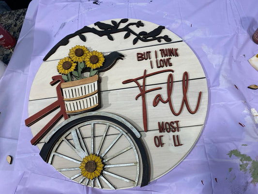 Love Fall the Most Wooden Door Hanging Sign