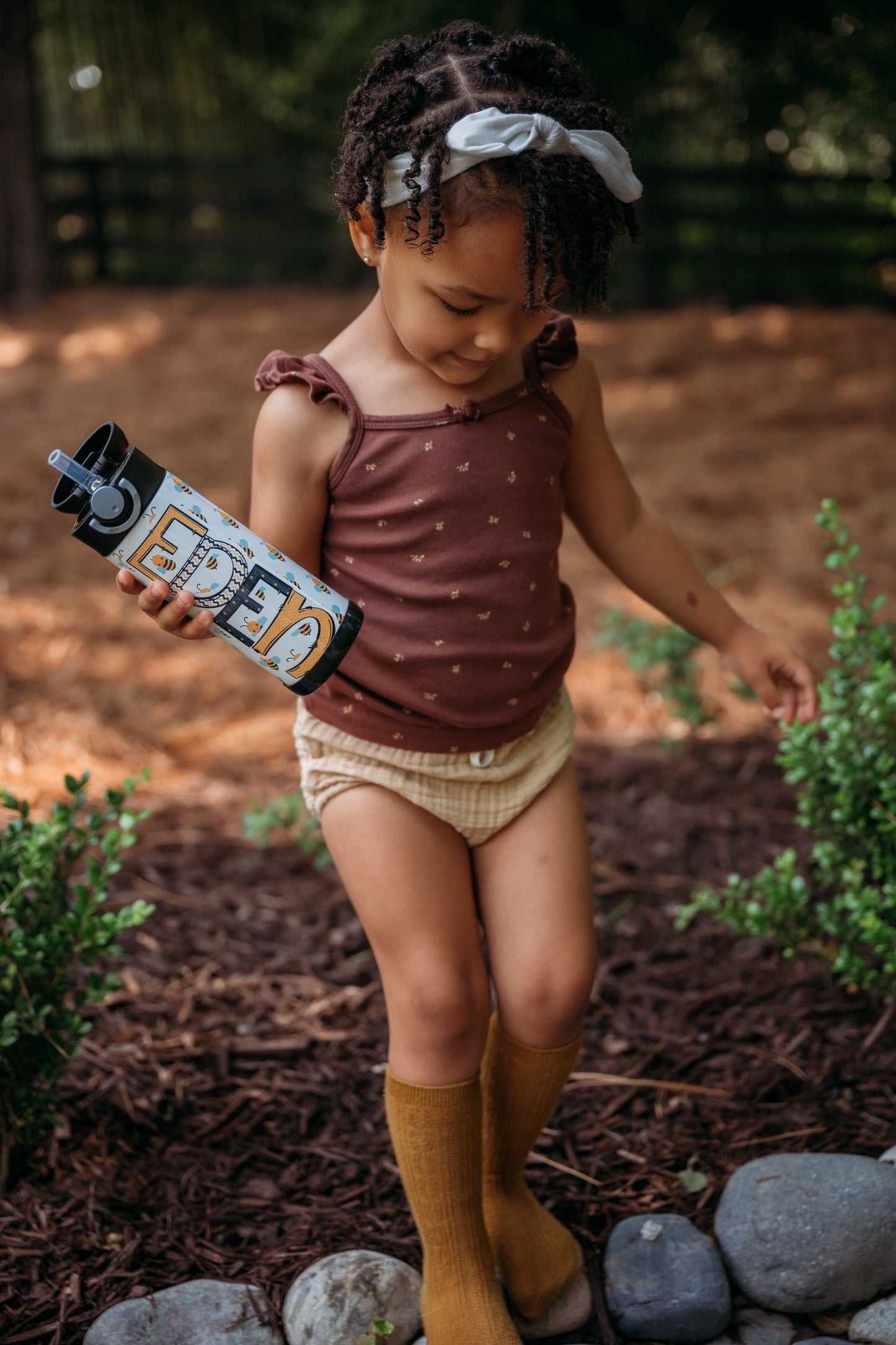 Bees Flip Top Water Bottle - Personalized