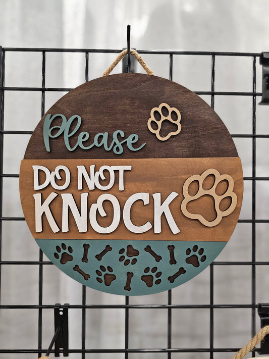 Please Do Not Knock Wooden Door Hanging Sign