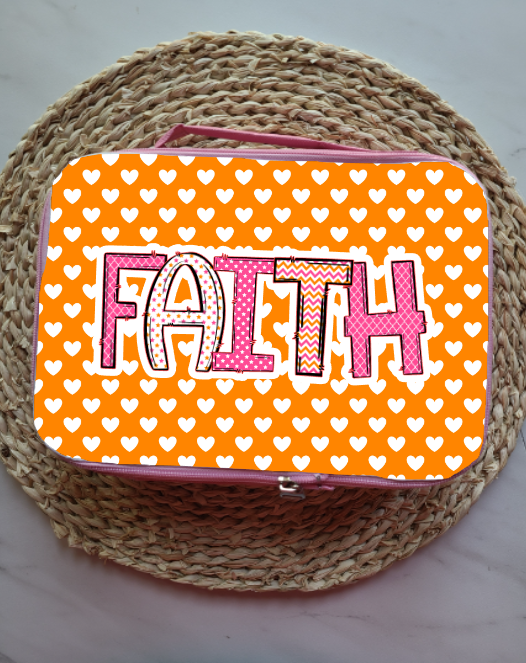 Pink & Orange Hearts Personalized Lunch Bag