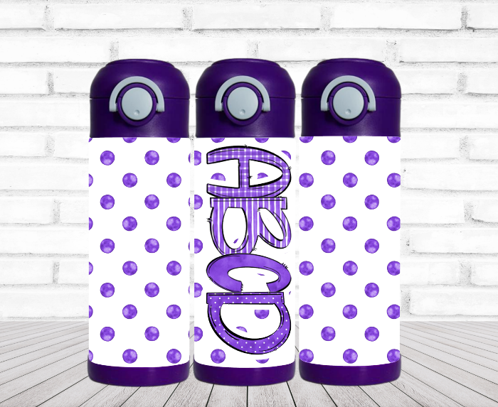 Purple Watercolor Flip Top Water Bottle - Personalized